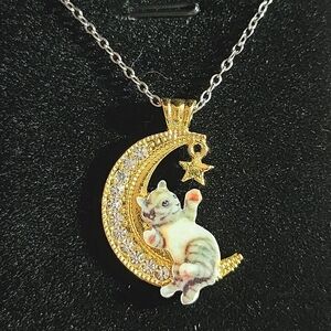 CLEARANCE 💖Cute Creative Cartoon Cat Moon Pendant